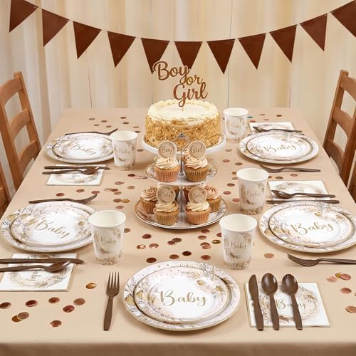 Boho Baby Shower Tableware Set For 25 Guests, 175 Pcs, Neutral - Image 7