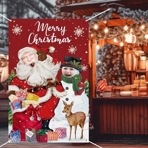 Lunmon 6x4 ft Christmas Photo Booth Door Cover Santa,Christmas Party - Image 5