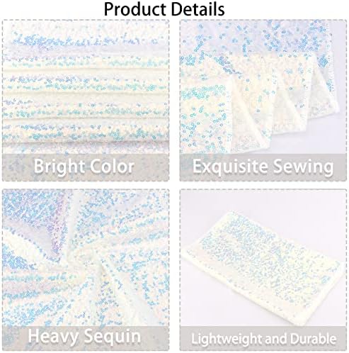 12 Packs Sequin Table Runner Glitter Dining Table Runner for Birthday Wedding Engagement Bridal Baby Shower Bachelorette Holiday Celebration Party Supplies Decorations (12" x 108", White Iridescent) - Image 4
