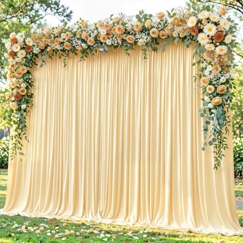 20x12ft Champagne Backdrop Curtain Panels for Parties - Wrinkle Free Polyester Photo Curtain Backdrop Wedding Back Drop Fabric Drapes for Party Decorations Background for Photography by WishCare