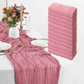 12 Pack Dusty Rose Table Runner, 35x120 Inch Pink Cheesecloth Table Runner with Wrinkle 10ft Long Boho Rustic Gauze Sheer Cheese Cloth for Wedding Party Bridal Baby Shower Table Decor by PWDAN