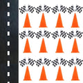 7inch Orange Racing Traffic Cones With Holes on Top,Checkered Flags,Racetrack Floor Runner,Race Car Birthday Party Supplies,Racing Car Table Centerpiece Decorations 38PCS by YOELVN