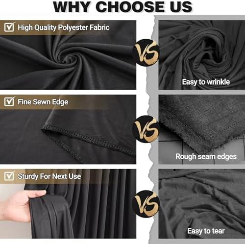 30x10ft Black Backdrop Curtain Panels for Parties - Wrinkle Free Polyester Photo Curtain Backdrop Wedding Back Drop Fabric Drapes for Party Decorations Background for Photography - Image 5