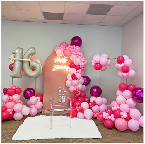 12PCS Hot Pink Round Foil Balloons 22" 15" 10" Large Chrome Pink Balloons - Image 7
