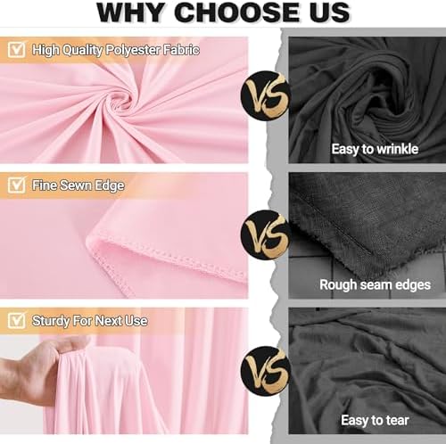 10x12ft Pink Backdrop Curtain Panels for Parties - Wrinkle Free Polyester Photo Curtain Backdrop Wedding Back Drop Fabric Drapes for Party Decorations Background for Photography - Image 5