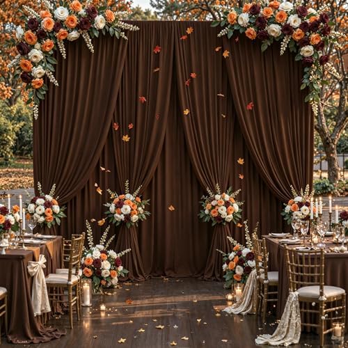 50x10ft Brown Backdrop Curtain Panels for Parties - Wrinkle Free Polyester Photo Curtain Backdrop Wedding Back Drop Fabric Drapes for Party Decorations Background for Photography - Image 7