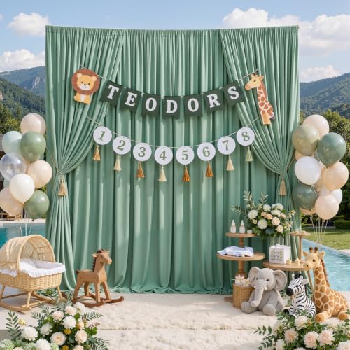 30ftx10ft Wrinkle Free Sage Green Backdrop Curtains for Parties, 6 Panels 5x10ft Silky Polyester Photo Backdrop Drapes Back Drop Cloth Drapery for Wedding Birthday Photography Background - Image 7
