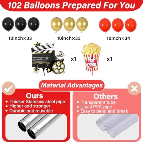 2 Set Movie Night Balloon Column Stand Kit Adjustable Popcorn Balloon Decor - Image 3