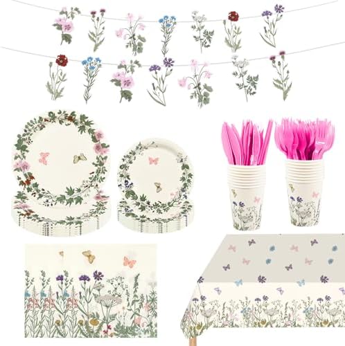 182pcs Spring Wildflower Party Decorations,Serves 30 by Unknown