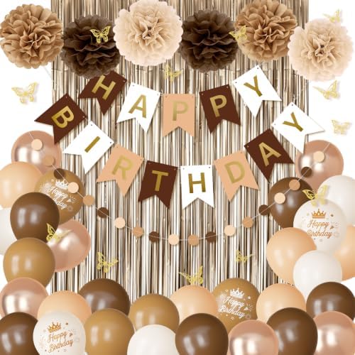 Brown Birthday Decorations for Women Girls with Butterfly Stickers - Image 2
