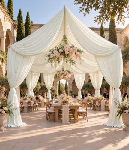 50ftx30ft Ivory Ceiling Drapes for Wedding Parties by DOMOVAPartyDecorations
