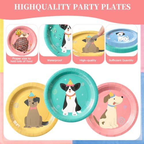 60Pcs Pet Dog Paper Plates and Napkins Set,Serve 20 - Image 3
