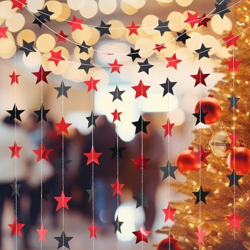 Patelai 130 ft Star Garland Banner Decor,Red,Black - Image 5