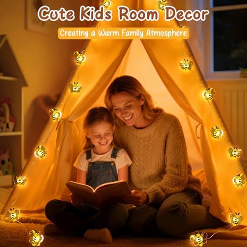 Coquimbo Bee Decorations String Lights, 10ft 30 LED Cute Honeybee Fairy Lights Battery Operated, Gifts for Women Girls Boys Kids, Room Decor for Bedroom Plants Patio Party Wedding Party Xmas - Image 6