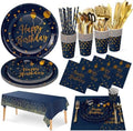 Nkaiso 161 Pcs Navy Blue Gold Birthday Plates and Napkins Set -20 Serves by Nkaiso