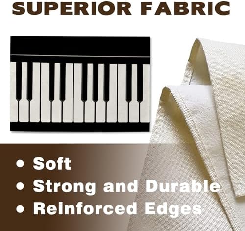Piano Keyboard Placemats Set of 4, Black White Musical Dining Place - Image 3