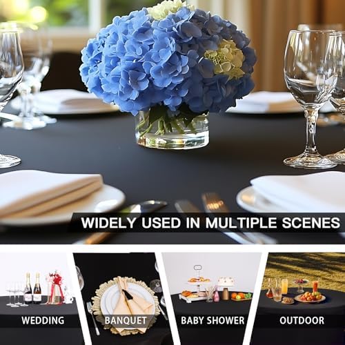 Fixwal 4 Pack 60 Inch Round Tablecloths Black Spandex Fitted Table Covers - Image 7