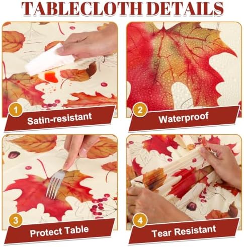 3Pack Fall Plastic Tablecloths, 54 X 108In Autumn Maple Leaves Tablecloth - Image 5