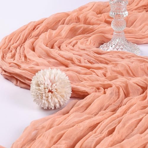 6 Pack 10Ft Peach Cheesecloth Table Runner 23 x 120 Inch - Image 3