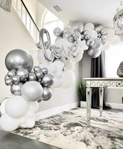 Voircoloria 66pcs Metallic Silver Latex Party Balloons, 12inch - Image 6