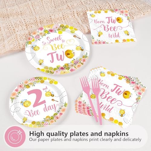 96Pcs Bee 2nd Birthday Party Decoration for Girl Birthday Serves 24 - Image 3
