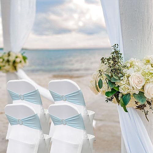 Spandex Chair Sashes Bands, Baby Blue, 50PCS - Image 2