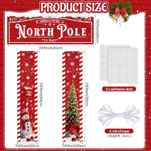 Peryiter 3 Pcs Christmas Door Decorations North Pole Porch Banner - Image 2