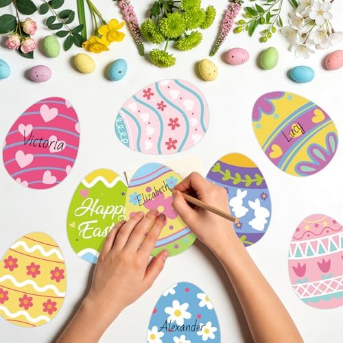 54Pcs Easter Egg Cutouts, Spring Classroom Bulletin Board Decorations, Colourful Eggs Paper Cutting for School Easter Party Home Wall Decor - Image 4