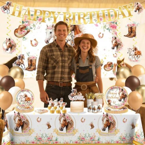 Xynic 361Pcs Horse Birthday Decorations Tableware Set, 50 Serves - Image 7
