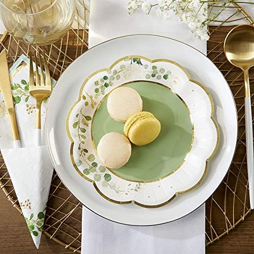 Kate Aspen Sage Green Party Decorations, Eucalyptus Floral Botanical Garden 62 Piece Plates and Napkins Party Supplies (16 Guests) Greenery Baby Shower Decorations & Bridal Shower Decor - Image 5