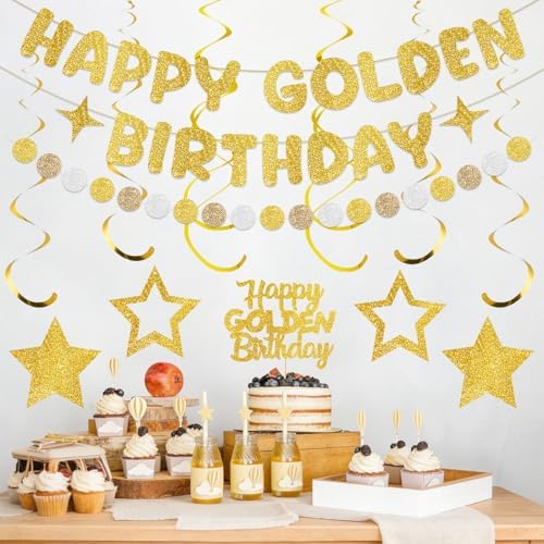 Happy Golden Birthday Party Decorations, Golden Bday Party Kit - Image 4