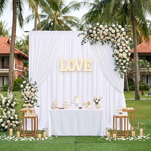 White Backdrop Curtains 10ftx10ft Wedding Polyester Photo Drapes - Image 2