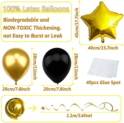 Birthday Decorations for Men, Black and Gold Party Decorations Happy Birthday Banner for Boys Men 40th 50th 60th 70th 80th 90th Party Supplies - Image 4