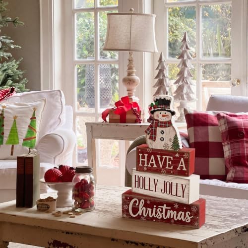 Moucuny 4 Pcs Christmas Snowman Decor Winter Table Decorations Have A Jolly - Image 6