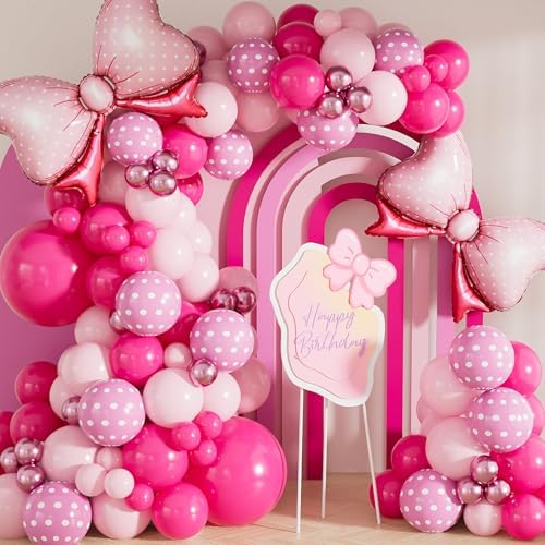 Pink Mouse Balloon Garland Arch Kit, Girls Birthday Decorations by Haolongfa