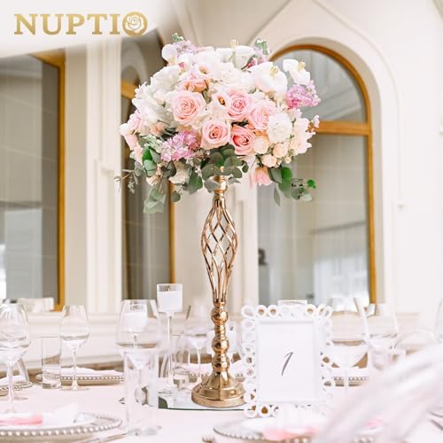 NUPTIO Gold Centerpiece Stand for Table, Twist Style, 22.8" Tall, 10 Pcs - Image 2