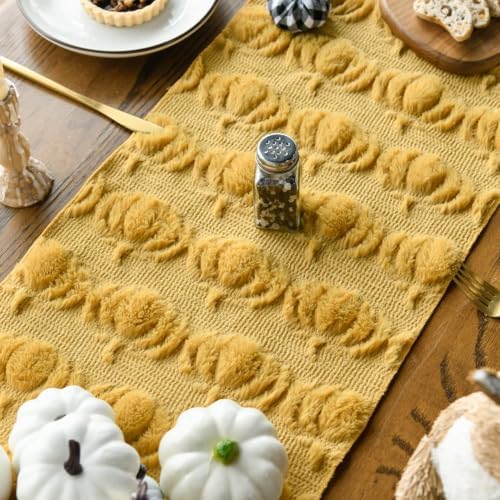 Artoid Mode Ginger Soft Faux Fur Pumpkins Fall Table Runner 13x72 Inch - Image 6