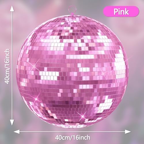 Pink Disco Ball, 16 inch Large Hanging Mirror Ball for Party Decorations, Disco Balls for Wedding, Events, Home Decor, Christmas Party, Dance Floor and Celebrations - Image 2