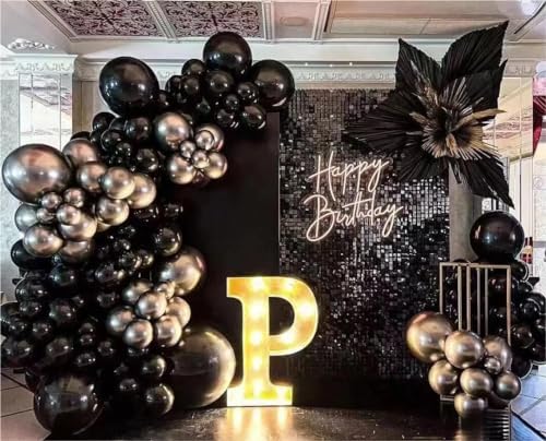 MEBAY Black Silver Balloons Garland Arch Kit, 146Pcs Latex Balloons Different Sizes 18 12 10 5 Inch for Party Decorations, Wedding Backdrop, Birthday, Graduation - Image 7