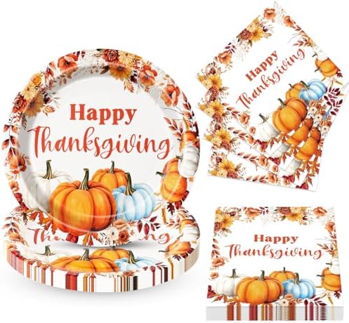 50 Pcs Thanksgiving Paper Plates and Napkins Set - Image 2