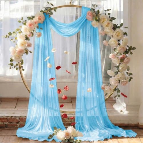 Pack of 2 Wedding Arch Drape Panel Fabric 30" x 50ft - Turquoise - Image 6