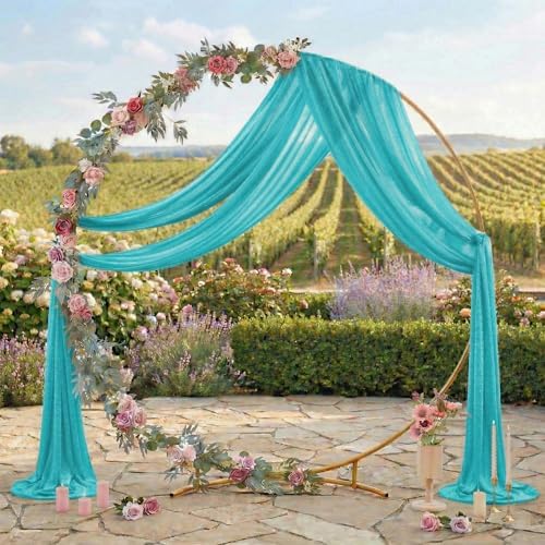 Pack of 1 Wedding Arch Drape Panel Fabric 30" x 75ft - Peacock Blue - Image 3