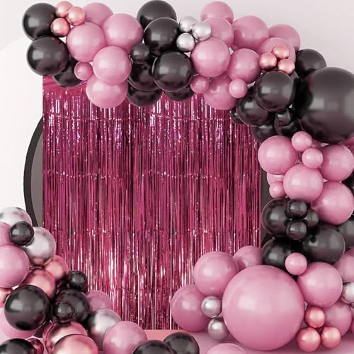 Voircoloria Burgundy Foil Fringe Backdrop Curtains, 3.3x8.2ft, 3 Pack - Image 5