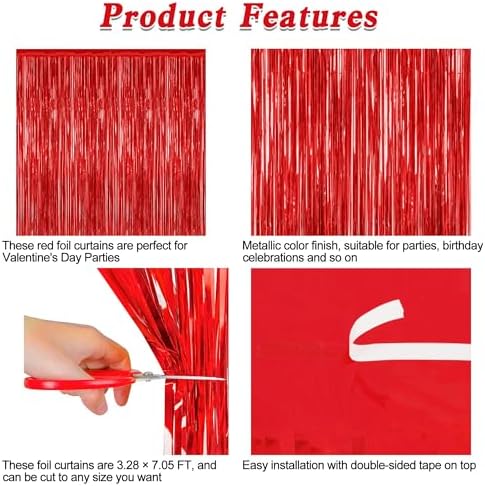 ZATAYE 2 Pack Red Foil Curtain Backdrop Birthday Party Decorations - Image 4