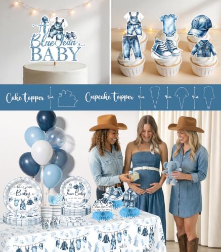 Xynic 213pcs Blue Jean Baby Shower Decorations for Boy, Serves 25 - Image 6