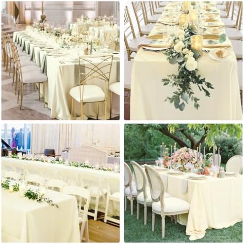 4 Pack Rectangle Tablecloth for 8 Foot Tables Washable Polyester Table Cover for Wedding Dining Table Parties Banquet（60x126 Beige） - Image 6