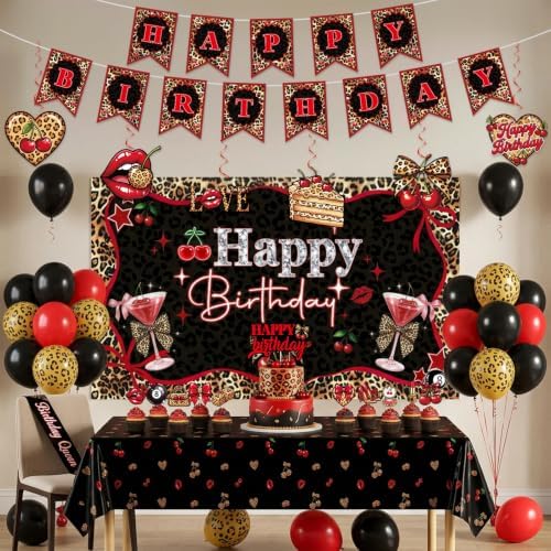 Cheetah Print Birthday Decorations - 138 Pcs Cherry Leopard Decor - Image 4