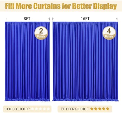16x10FT Royal Blue Backdrop Curtains for Wedding Parties, Wrinkle Free Polyester Photography Backdrop Drapes for Wedding Baby Shower Birthday Parties Stage Background Stand Decorations 4x10ft,4 Panels - Image 7