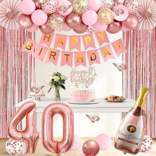 Juesly 40th Birthday Decorations for Women, 51pcs 40 Year Old Party Set - Image 5
