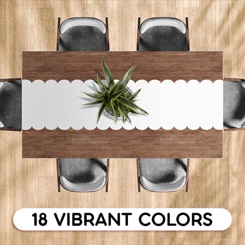 White Scallop Table Runner, Disposable Plastic, 5 Pack, 14x108in - Image 5